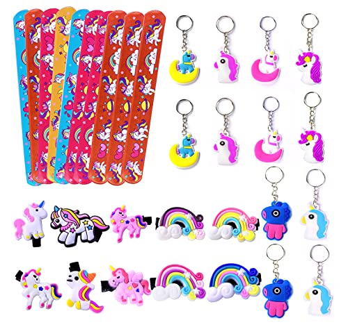 MKISHINE 32-teiliges Einhorn-Set Gastgeschenke, Armbänder Slap + Schlüsselanhänger + Haarspange, Geschenk für Taschen, Überraschungen zum Geburtstag, Partygeschenke, Pinata Kinder Mädchen MKISHINE 32-teiliges Einhorn-Set Gastgeschenke, Armbänder Slap + Schlüsselanhänger + Haarspange, Geschenk für Taschen, Überraschungen zum Geburtstag, Partygeschenke, Pinata Kinder Mädchen von MKISHINE