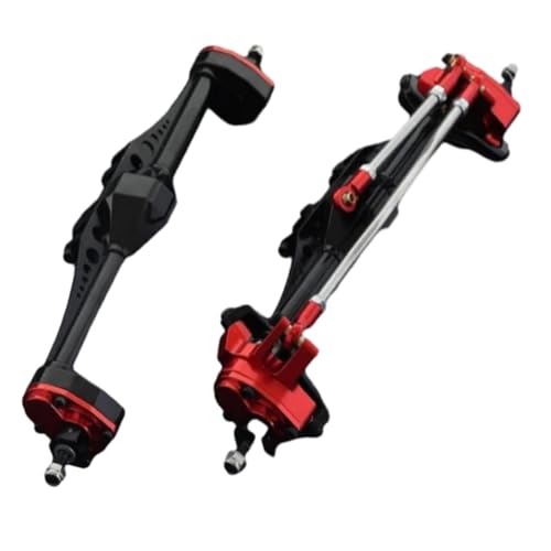 MKIUYVD RC-Achsen-Komplettset Für Axial Für Capra 1/10 RC-Autoteil, RC-Auto, Aluminiumlegierung, Vorder- Und Hinterachse, RC-Upgrade-Teil, RC-Auto-Upgrade-Zubehör(Black Red) von MKIUYVD