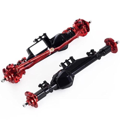 MKIUYVD RC-Achsen-Komplettset Für Axial Für RBX10 Für Ryft 1/10 RC Auto Metall Vordere Hinterachse RC Auto Achsen Set RC Crawler Auto Vordere Hinterachse Upgrade Teile(Black Red) von MKIUYVD
