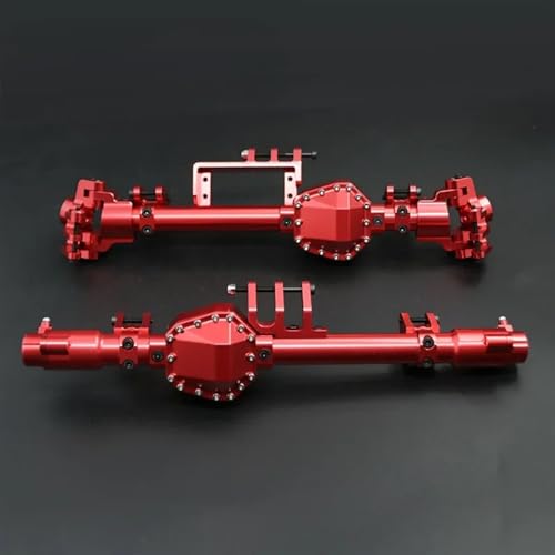 MKIUYVD RC-Achsen-Komplettset Für Axial Für RBX10 Für Ryft 1/10 RC Cralwer Auto Upgrade Teile Zubehör Metall Vorder- Und Hinterachse Gehäuse Brücke Shell(Red,1 Set) von MKIUYVD
