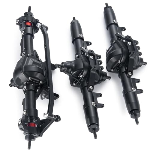 MKIUYVD RC-Achsen-Komplettset Für Axial Für SCX10 1/10 RC Rock Crawler Auto CNC Metall Portalachse Vorne Mitte Hinten Gerade Achse Upgrade Teile(Front axle+Middle axle+Rear axle) von MKIUYVD