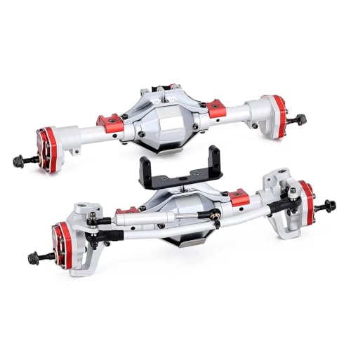 MKIUYVD RC-Achsen-Komplettset Für Axial Für SCX10 90046 90047 Metall Vollständige Vordere Hintere Portalachse Mit Schutz Für 1:10 RC Crawler Auto Upgrade Teile(Silver,1Set) von MKIUYVD