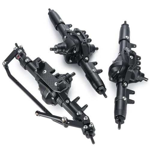 MKIUYVD RC-Achsen-Komplettset Für Axial Für SCX10 Aluminiumlegierung Vorder-/Mittel-/Hinterachse Mit Servohalterung 1/10 RC Crawler Car Truck Upgrade-Teile(1Set) von MKIUYVD