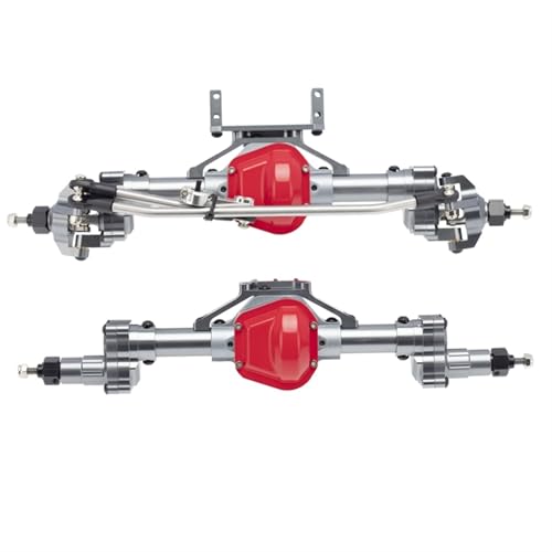 MKIUYVD RC-Achsen-Komplettset Für Axial Für SCX10 I II 90046 90047 1/10 RC Rock Crawler Auto Upgrade-Zubehör CNC-Metall-Vorder- Und Hinterachsensatz(Red) von MKIUYVD