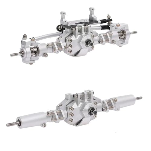 MKIUYVD RC-Achsen-Komplettset Für Axial Für SCX10 II 90046 90047 RC Crawler Truck Metall Vorne Hinterachse RC Brückenachse RC Ersatzteile Upgrade Teile Zubehör(Silver) von MKIUYVD