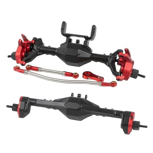 MKIUYVD RC-Achsen-Komplettset Für Axial Für SCX10 II 90046 CNC Aluminium Legierung Vorne Hinten Portal Achse Für 1/10 RC Auto Vorne Hinterachse Set Upgrade Teile(Black Red,1Set) von MKIUYVD