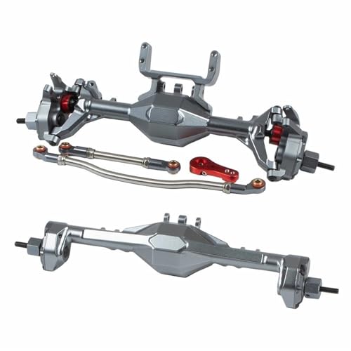 MKIUYVD RC-Achsen-Komplettset Für Axial Für SCX10 II 90046 CNC Aluminium Legierung Vorne Hinten Portal Achse Für 1/10 RC Auto Vorne Hinterachse Set Upgrade Teile(Silver,1Set) von MKIUYVD