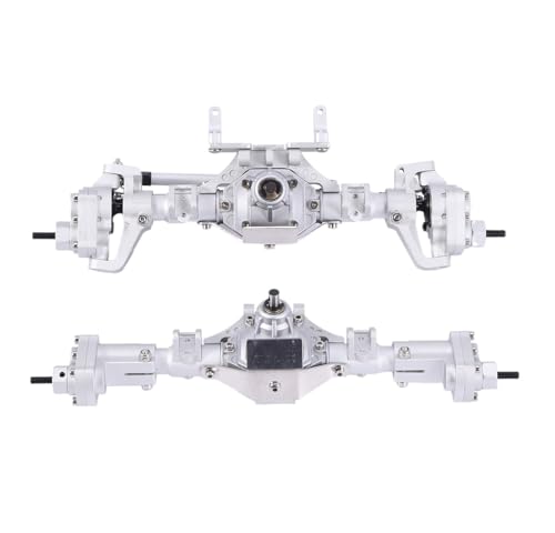 MKIUYVD RC-Achsen-Komplettset Für Axial Für SCX10 II 90046 Für D90 86100 Für Redcat GEN8 Metall CNC Vordere Und Hintere Portalachse Für 1/10 RC Crawler Car(Silver) von MKIUYVD