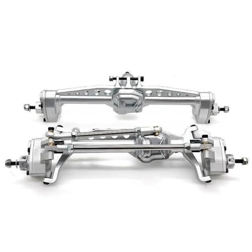 MKIUYVD RC-Achsen-Komplettset Für Axial Für SCX10 III Für AXI03007 1/10 RC Crawler Car CNC-gefräste Aluminiumlegierung Vorne Und Hinten Portalachse Upgrades Teile(Silver,1Set) von MKIUYVD