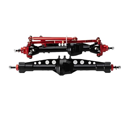MKIUYVD RC-Achsen-Komplettset Für Axial Für SCX10 Pro Spielzeug Crawler Auto Upgrade Teile Aluminium Legierung Vorne Hinten Gerade Achsen Set Für 1/10 RC Crawler(Black Red,Front Rear Axle) von MKIUYVD