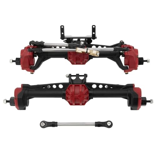 MKIUYVD RC-Achsen-Komplettset Für Axial Für SCX10 SCX10 II 1/10 RC Crawler Auto Upgrade Metall RC Auto Vorne Hinterachse RC Auto Upgrade Zubehör(Red) von MKIUYVD