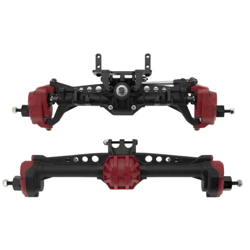 MKIUYVD RC-Achsen-Komplettset Für Axial Für SCX10 SCX10 II 1/10 RC Crawler Auto Upgrade Metall Vorne Hinten Portalachsen RC Auto Upgrade Zubehör(Black Red) von MKIUYVD