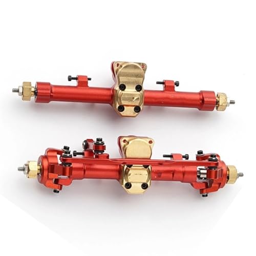 MKIUYVD RC-Achsen-Komplettset Für Axial Für SCX24 1/24 RC Autoteil, Aluminiumlegierung, Vorder- Und Hinterachse, RC-Upgrade-Teil, RC-Auto-Upgrade-Zubehör(Red) von MKIUYVD