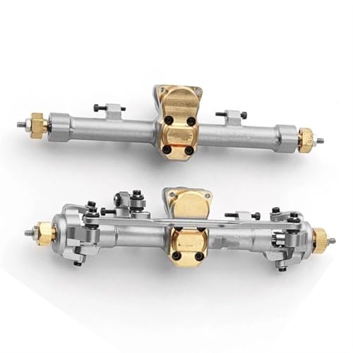 MKIUYVD RC-Achsen-Komplettset Für Axial Für SCX24 1/24 RC Autoteil, Aluminiumlegierung, Vorder- Und Hinterachse, RC-Upgrade-Teil, RC-Auto-Upgrade-Zubehör(Silver) von MKIUYVD