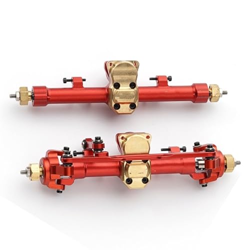 MKIUYVD RC-Achsen-Komplettset Für Axial Für SCX24 90081 AXI00005 1/24 RC Crawler Auto Metall Vorne Hinten Vorderachse RC Auto Upgrade Zubehör Upgrade Teile(Red) von MKIUYVD