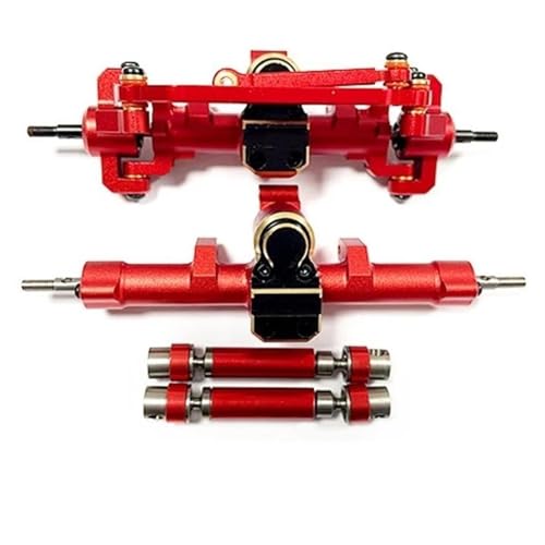 MKIUYVD RC-Achsen-Komplettset Für ECX Für Barrage 1/24 RC Auto Vorne Hinterachse Aluminiumlegierung Schutz Rc Vorne Hinterachse Upgrade Teile Zubehör(Red) von MKIUYVD