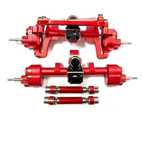 MKIUYVD RC-Achsen-Komplettset Für ECX Für Barrage RC-Autoteil, 4 Stück Aluminiumlegierung, Komplette Vorder- Und Hinterachse Für 1/24 Rc, Upgrade-Zubehör Für Die Vorder- Und Hinterachse(Red) von MKIUYVD
