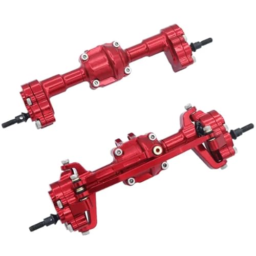 MKIUYVD RC-Achsen-Komplettset Für FMS Für FCX18 FCX24 1/24 RC Autoteil, Aluminiumlegierung, Vorder- Und Hinterachse, RC-Auto, Upgrade-Zubehör, Ersatzteile(Red) von MKIUYVD