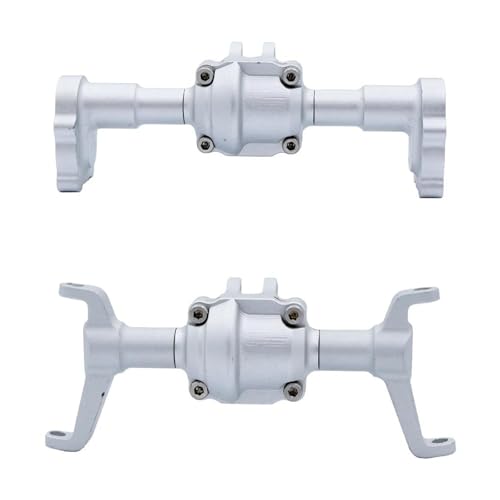 MKIUYVD RC-Achsen-Komplettset Für FMS Für FCX18 Für FCX24 2 Stück 1/24 RC Vorder- Und Hinterachsgehäuse Aluminiumlegierung CNC-gefrästes Upgrade-Zubehör(Silver) von MKIUYVD