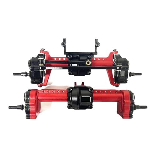 MKIUYVD RC-Achsen-Komplettset Für FMS Für FCX24 1/24 RC-Autoteil, RC-Autozubehör, Vorder- Und Hinterachse, RC-Upgrade-Teil, Aluminiumlegierung, CNC-Rc-Vorder- Und Hinterachse(Red) von MKIUYVD