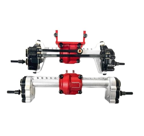 MKIUYVD RC-Achsen-Komplettset Für FMS Für FCX24 1/24 RC-Autoteil, RC-Autozubehör, Vorder- Und Hinterachse, RC-Upgrade-Teil, Aluminiumlegierung, CNC-Rc-Vorder- Und Hinterachse(Silver) von MKIUYVD