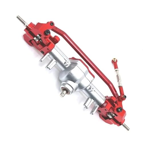 MKIUYVD RC-Achsen-Komplettset Für MN Für MN128 MN86 G500 1/12 RC Auto Upgrade Teile Metall Verbesserte Vorder- Und Hinterachse Differential Montage(Silver Red,Front Axle) von MKIUYVD
