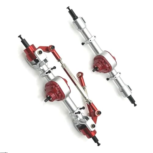 MKIUYVD RC-Achsen-Komplettset Für MN Für MN82 LC79 MN78 D90 D91 D96 99S 1/12 RC Auto Upgrade Teil Metall CNC Vorne Hinten Brücke Achse RC Auto Modifikation Teile(Red Silver,1 Set) von MKIUYVD