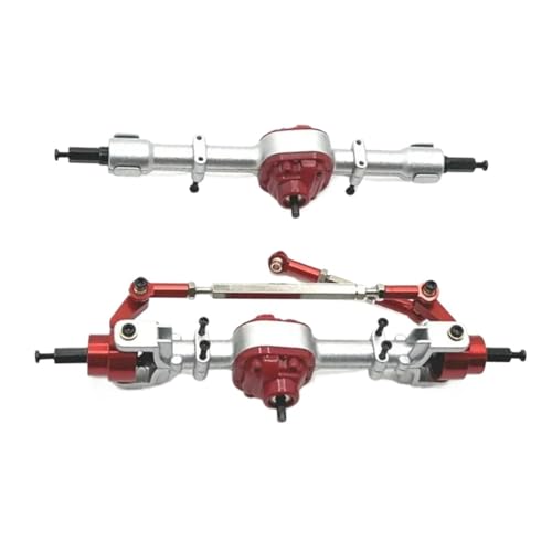 MKIUYVD RC-Achsen-Komplettset Für MN Für MN82 LC79 MN78 D90 D91 D96 99S 1/12 RC Autoteil Autozubehör Ersatzteile Aluminiumlegierung Vorder- Und Hinterachse(Silver Red) von MKIUYVD