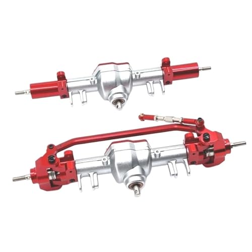 MKIUYVD RC-Achsen-Komplettset Für MN128 MN86 MN86S MN86K MN86KS Metall Vorder- Und Hinterdifferentialachsensatz 1/12 RC Crawler Car Upgrade-Teile(Silver Red,Front Rear Axle) von MKIUYVD
