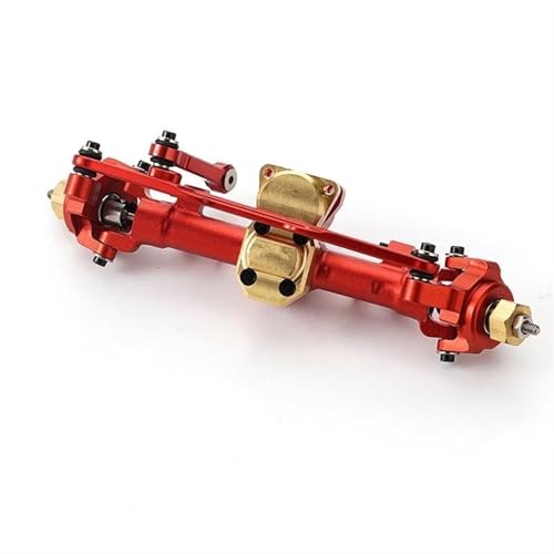 MKIUYVD RC-Achsen-Komplettset Für RCGOFOLLOW Für SCX24 90081 C10 Für JLU Für Jeep CNC AluminiumPortal Vordere Hinterachse Für 1/24 RC Crawler Auto Upgrade-Teile(Red,Front Axle) von MKIUYVD