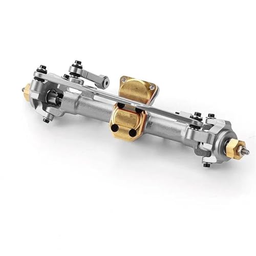 MKIUYVD RC-Achsen-Komplettset Für RCGOFOLLOW Für SCX24 90081 C10 Für JLU Für Jeep CNC AluminiumPortal Vordere Hinterachse Für 1/24 RC Crawler Auto Upgrade-Teile(Silver,Front Axle) von MKIUYVD