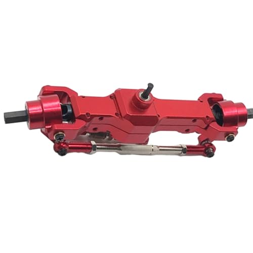 MKIUYVD RC-Achsen-Komplettset Für WPL Für B14 1/16 RC-Autoteil, RC-Autozubehör, Aluminiumlegierung, Bessere Stabilität, Vorderachse, RC-Auto-Upgrade-Zubehör(Red) von MKIUYVD