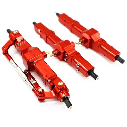 MKIUYVD RC-Achsen-Komplettset Für WPL Für C14 C24 B14 B24 B16 B36 Metall Vorne Hinten Brücke Achse Getriebe 1/16 RC Auto LKW Rock Crawler Trucks RC Autoteile(Red,1 Set) von MKIUYVD