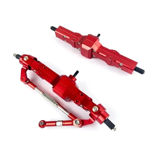 MKIUYVD RC-Achsen-Komplettset Für WPL Für C14 C24 B14 B24 B16 B36 Metall Vorne Hinten Brücke Achse Getriebe 1/16 RC Auto LKW Rock Crawler Trucks RC Autoteile(Red,Front Rear Axle) von MKIUYVD