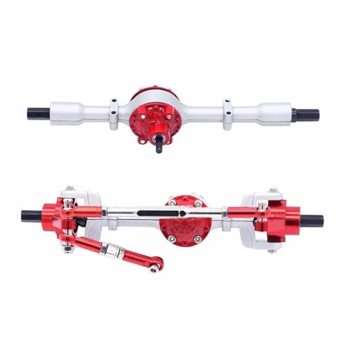 MKIUYVD RC-Achsen-Komplettset Für WPL Für C14 C24 C34 C44 B14 B24 Metall Vorder- Und Hinterachse Set 1/16 RC Auto Modifizierte Teile Upgrades Teile Zubehör(Silver Red) von MKIUYVD