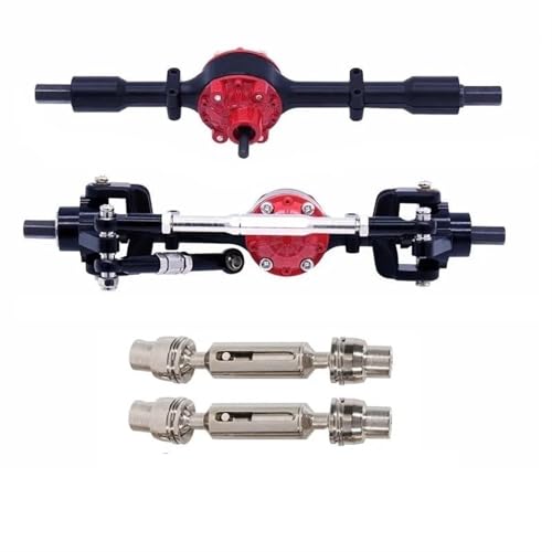 MKIUYVD RC-Achsen-Komplettset Für WPL Für C14 C24 C34 C44 C54 B14 B24 Metall Vorderachse Und Antriebswelle Set 1/16 RC Auto Upgrade Teile Zubehör(Black) von MKIUYVD