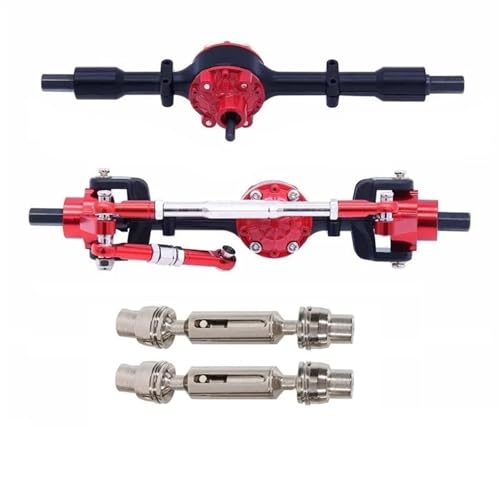 MKIUYVD RC-Achsen-Komplettset Für WPL Für C14 C24 C34 C44 C54 B14 B24 Metall Vorderachse Und Antriebswelle Set 1/16 RC Auto Upgrade Teile Zubehör(Black Red) von MKIUYVD