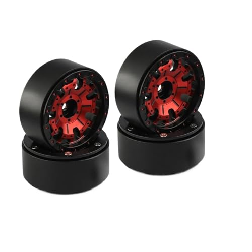MKIUYVD RC Reifen Für Axial Für SCX10 90046 AXI03007 TRX4 VS4-10 Redcat 8 4 Stück CNC-Aluminiumlegierung 1,9 Beadlock-Felge Für 1/10 RC Crawler Car(Red) von MKIUYVD