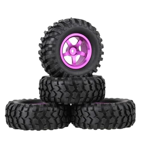 MKIUYVD RC Reifen Für Axial Für SCX10 96 Mm 4 Stück 1,9 Zoll RC Crawler Autoreifen Reifen Mit Aluminiumlegierung Radnabe RC Auto Upgrade Teile(Purple) von MKIUYVD