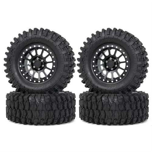 MKIUYVD RC Reifen Für Axial Für SCX10 Für Wraith Für Capra 4 Stück 2,6 Zoll Metall Beadlock Felge 135 Mm Gummireifen Reifen Für 1/10 RC Auto(Black) von MKIUYVD