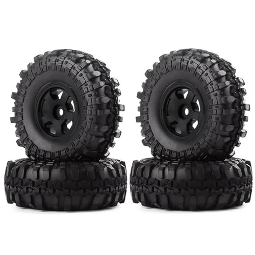MKIUYVD RC Reifen Für Axial Für SCX24 90081 AXI00001 4PCS 1,0 "49 * 18mm Beadlock Crawler Rad Felgen Reifen Set Für 1/24 RC Crawler Auto(Black) von MKIUYVD