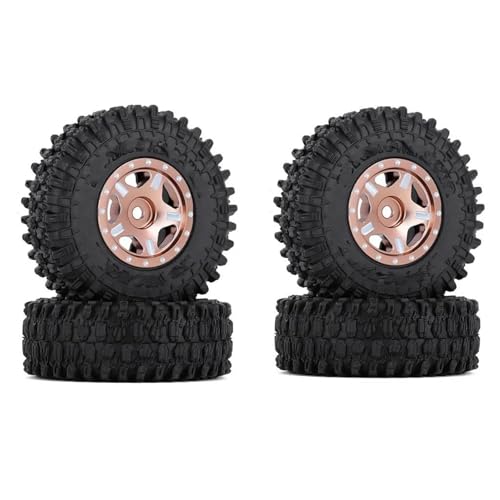 MKIUYVD RC Reifen Für Axial Für SCX24 AXI00001 Für Deadbolt Für Gladiator 52 * 18mm 1,0 "Beadlock Rad Felgen Reifen Set Für 1/24 RC Crawler Auto(Brown,C) von MKIUYVD