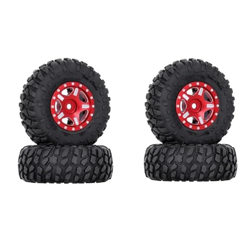 MKIUYVD RC Reifen Für Axial Für SCX24 AXI00001 Für Deadbolt Für Gladiator 52 * 18mm 1,0 "Beadlock Rad Felgen Reifen Set Für 1/24 RC Crawler Auto(Red,B) von MKIUYVD