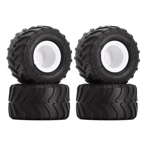 MKIUYVD RC Reifen Für Axial Für SCX24 FMS FCX24 AX24 (MT1012) Monster Truck Felgenreifen Set 4PCS 70 * 38mm Für 1/24 RC Crawler Auto(White) von MKIUYVD