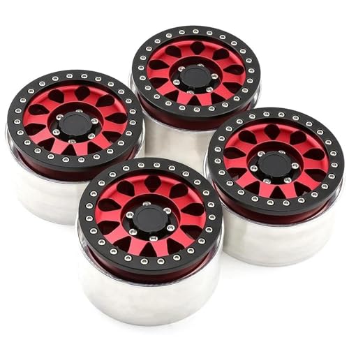 MKIUYVD RC Reifen Für Axial Für SCX6 Aluminium 2,9" Beadlock Radnabe Felge Für 1/6 RC Crawler Auto RC Auto Upgrade Teile Ersatzteile(Red) von MKIUYVD