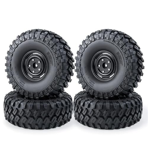 MKIUYVD RC Reifen Für Axial SCX10 TRX-4 1/10 RC-Auto-Tuning-Teile 4-teiliges RC-Auto-Räder-Reifen-Kit Metall 1.9 Beadlock-Felge Gummireifen von MKIUYVD