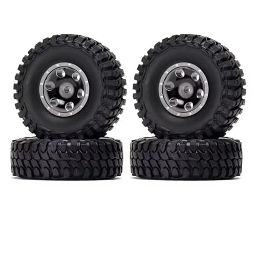 MKIUYVD RC Reifen Für Axial SCX24 FCX24 TRX4M 1/24 RC-Auto-Tuning-Teile 1,0 Zoll Metall-Beadlock-Radreifen-Distanzstücke RC-Autoreifen(Black,A) von MKIUYVD