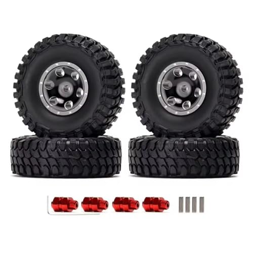 MKIUYVD RC Reifen Für Axial SCX24 FCX24 TRX4M 1/24 RC-Auto-Tuning-Teile 1,0 Zoll Metall-Beadlock-Radreifen-Distanzstücke RC-Autoreifen(Black,B) von MKIUYVD