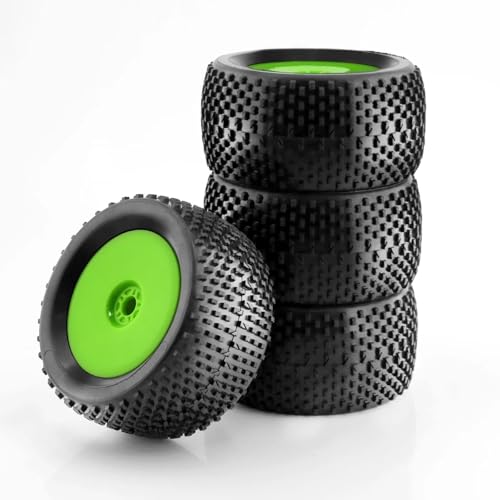MKIUYVD RC Reifen Für HPI Für HSP Für Bazooka Für Camper 140 Mm Off-Road-Buggy-Reifen Rad 17 Mm Sechskantnaben Für 1/8 RC Für Rennwagen 4WD RC-Reifen(Green) von MKIUYVD