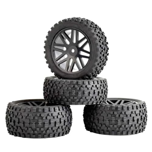 MKIUYVD RC Reifen Für HSP Für HP 4 Teile/los Gummi RC 1/10 Buggy Räder Reifen 12mm Hex RC Zubehör Gummi Reifen Ersatzteile(Black) von MKIUYVD